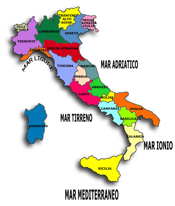 Cartina geografica politica dell'Italia